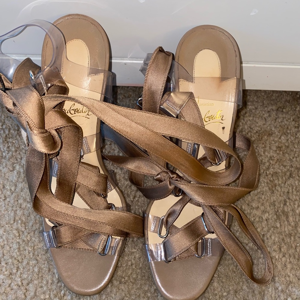 Shoes nude wrap around shoes